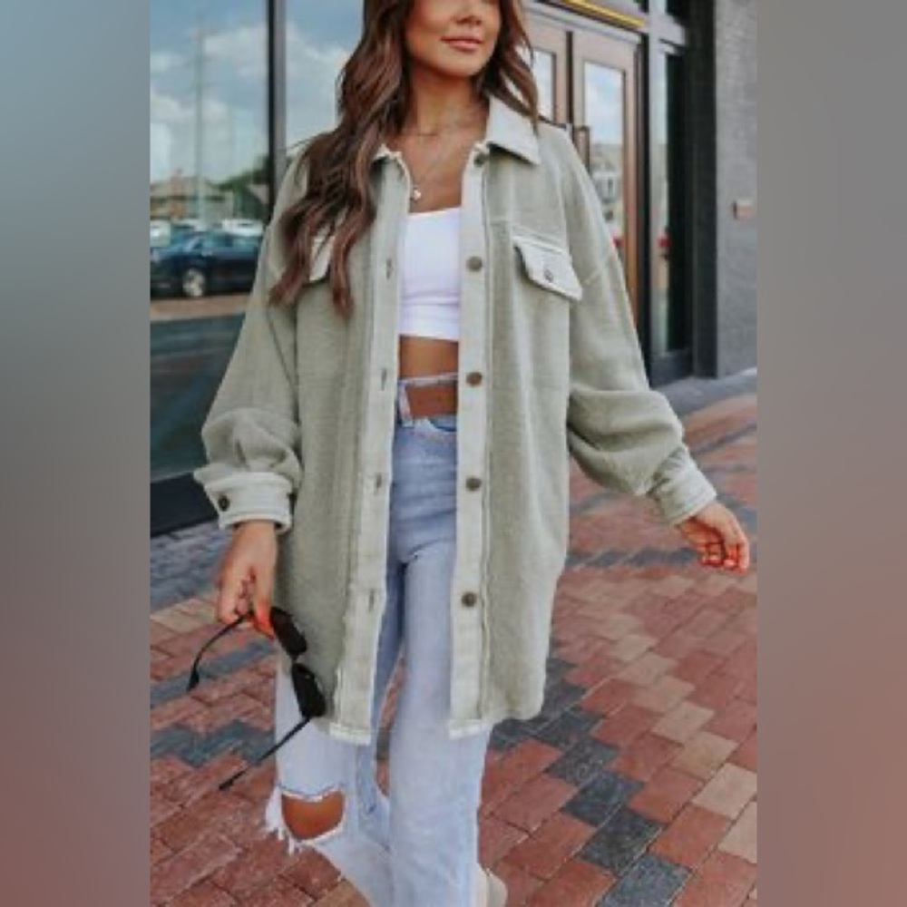 Free People Ruby Olive Shirt Jacket -XS